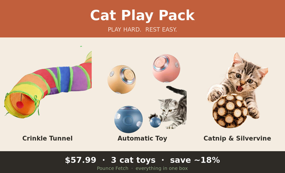 Cat Play Pack — Tunnel, Auto Toy & Catnip Set